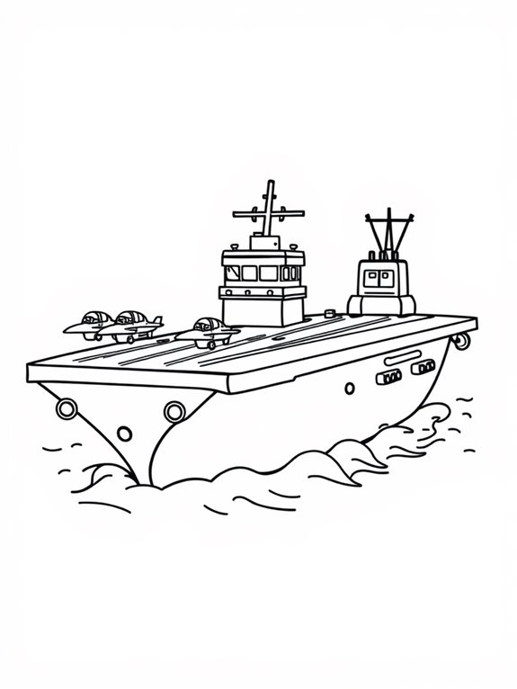 adorable aircraft carrier illustration