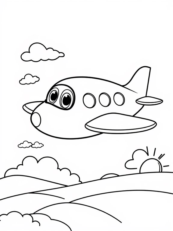 adorable airplane coloring page