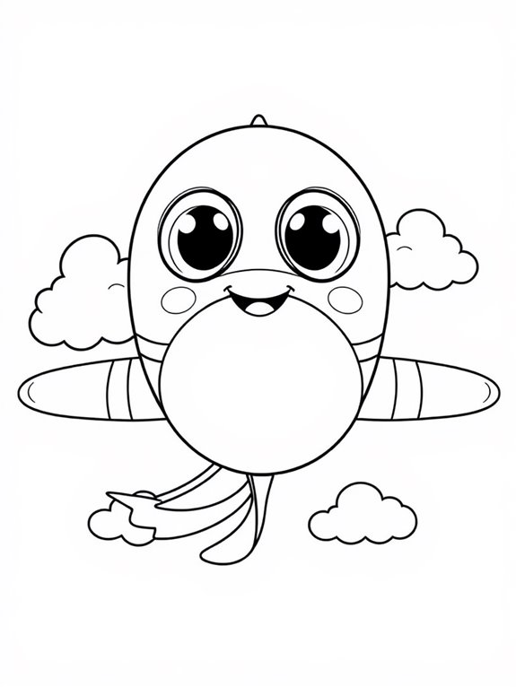 adorable airplane coloring page