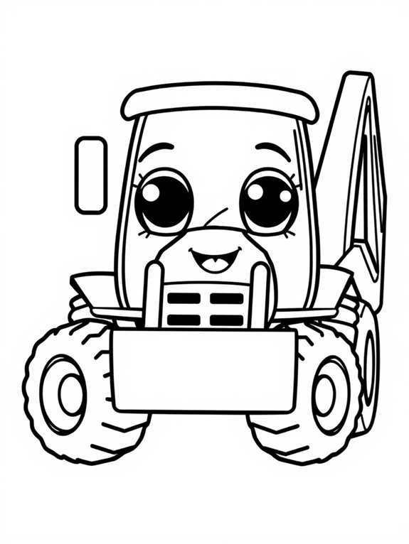 adorable backhoe loader drawing