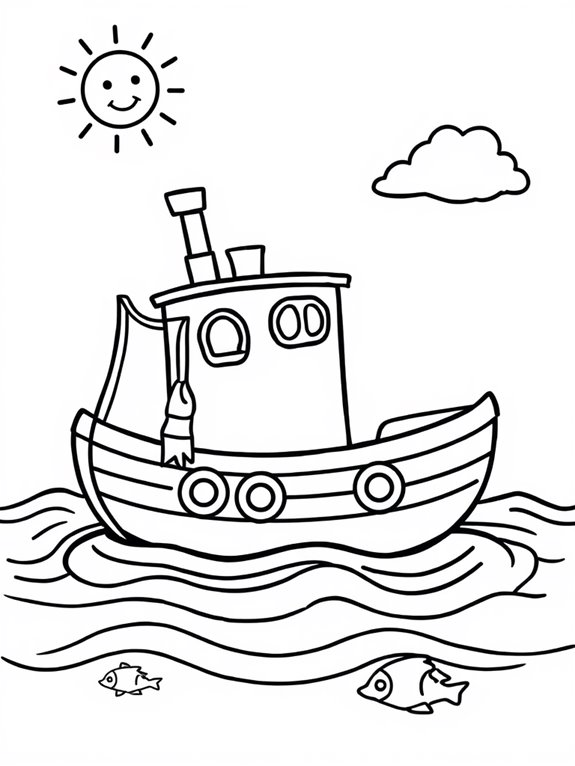 adorable boat coloring page