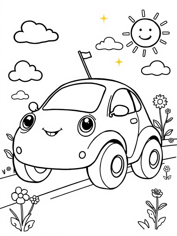 adorable electric vehicle illustration