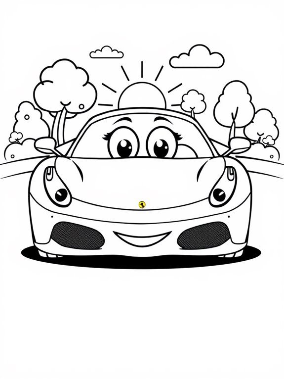 adorable ferrari coloring page