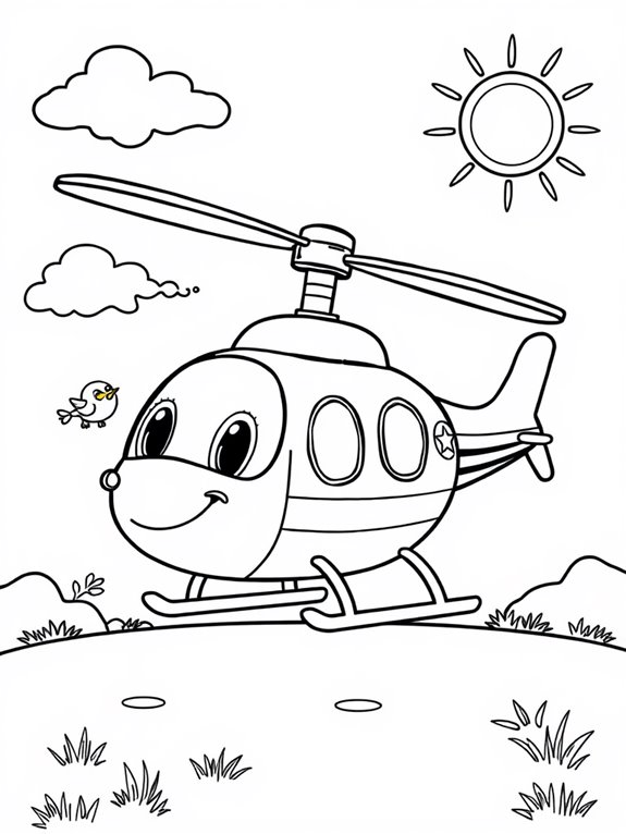 adorable helicopter coloring activity