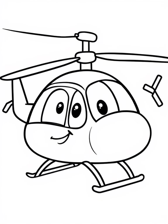 adorable helicopter coloring page