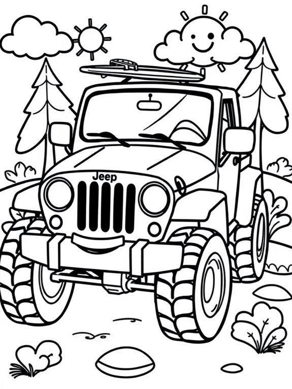 adorable jeep coloring activity