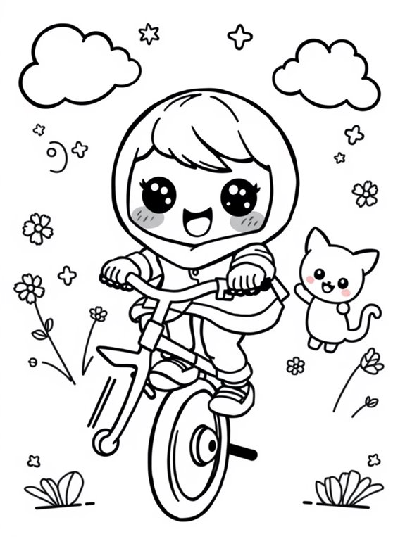 adorable kawaii unicycle characters