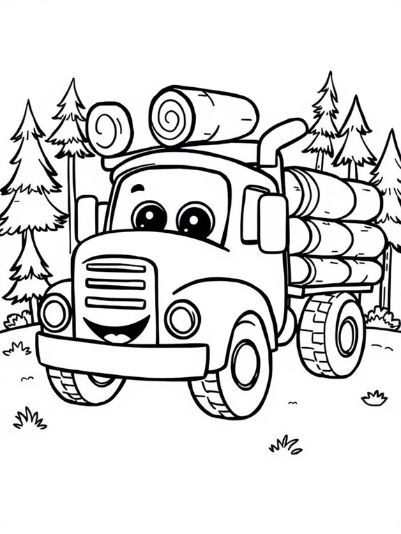 adorable logging truck illustration