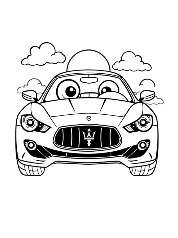 adorable maserati cartoon art