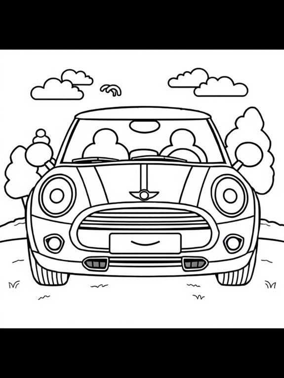 adorable mini cooper illustration