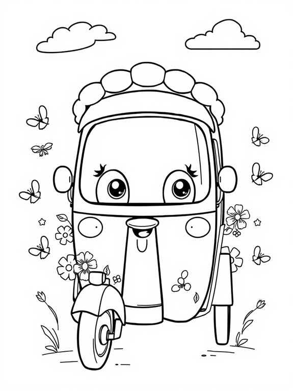 adorable rickshaw coloring page