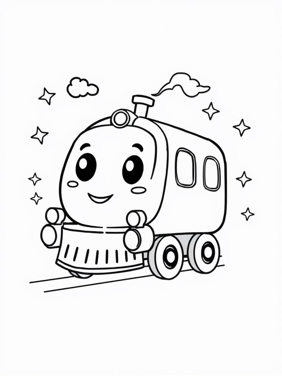 adorable train coloring activity