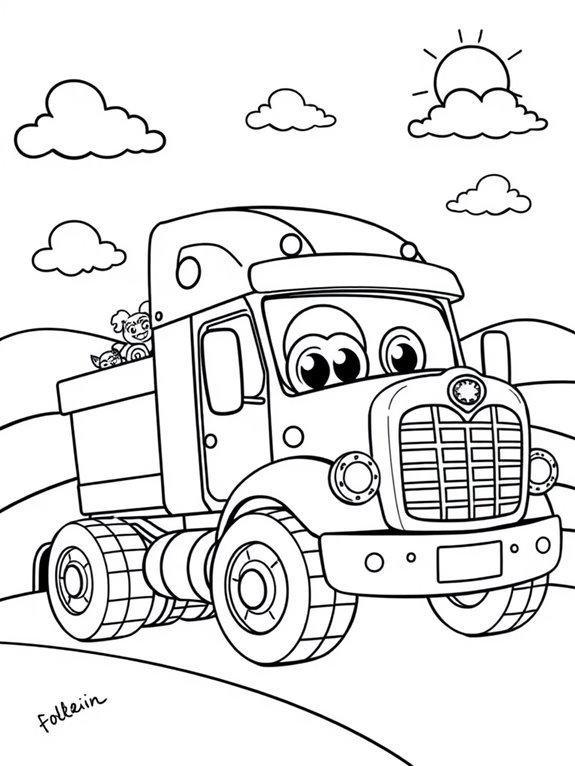 adorable truck coloring page