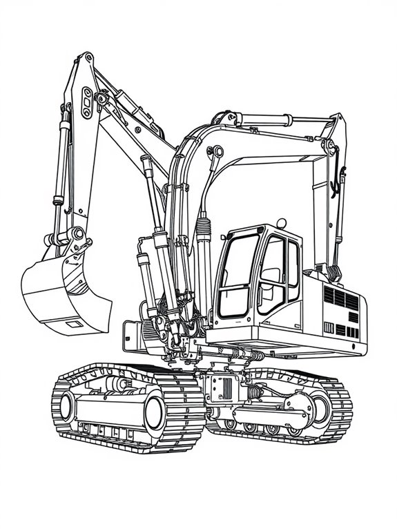 advanced excavator coloring page