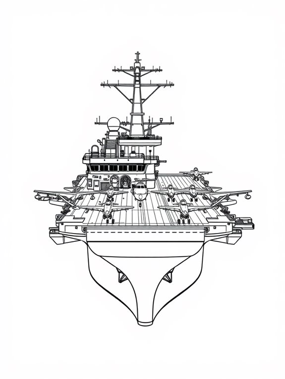 aircraft carrier coloring page