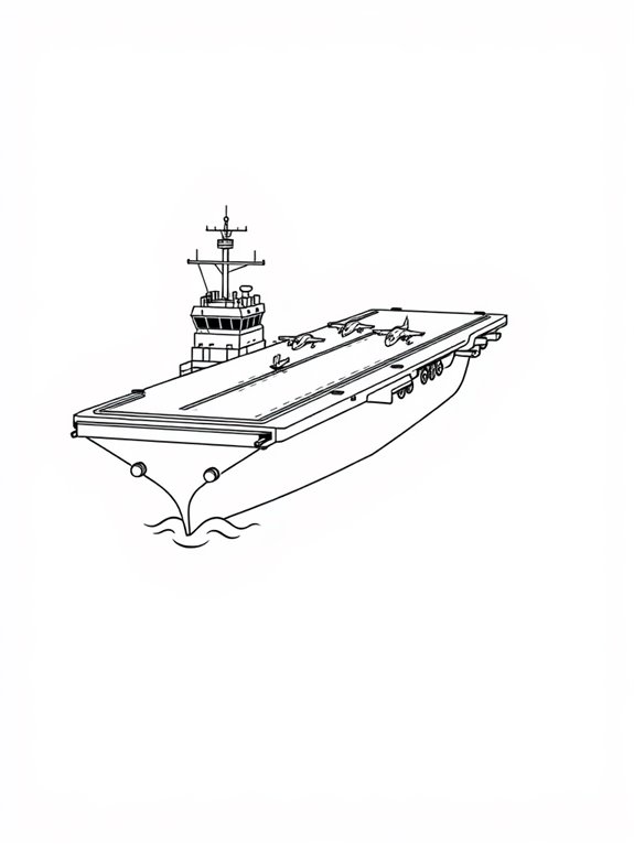 aircraft carrier coloring page