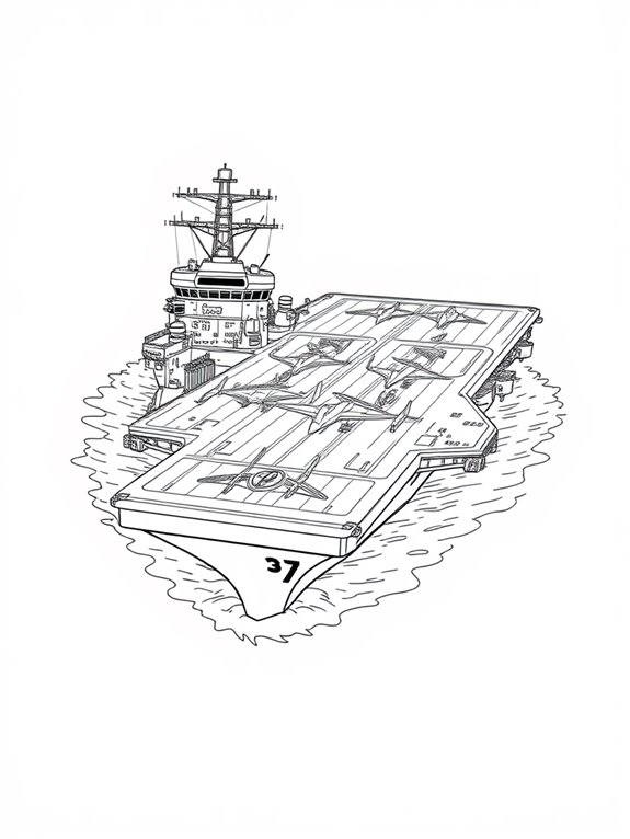 aircraft carrier coloring page