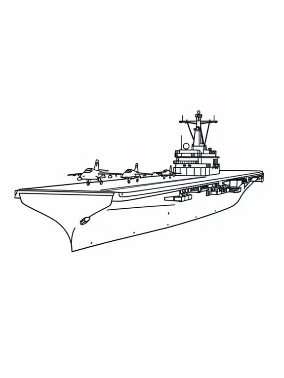 aircraft carrier coloring page