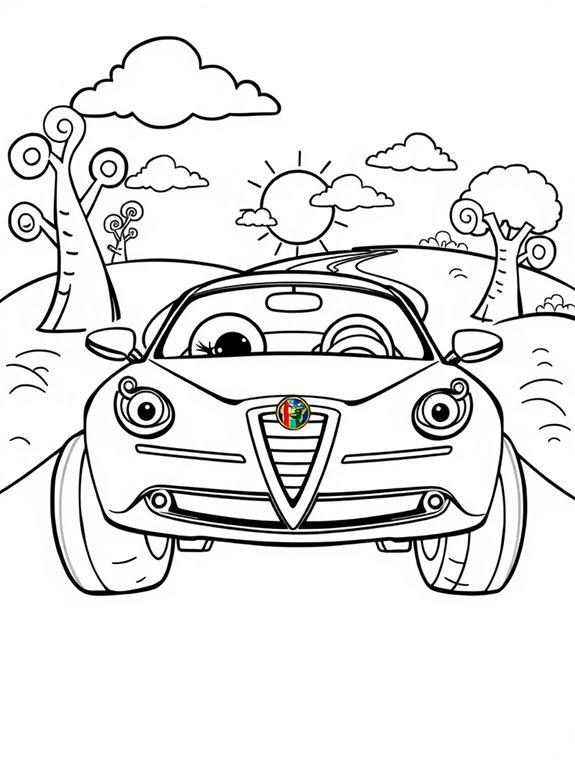 alfa romeo cartoon coloring page