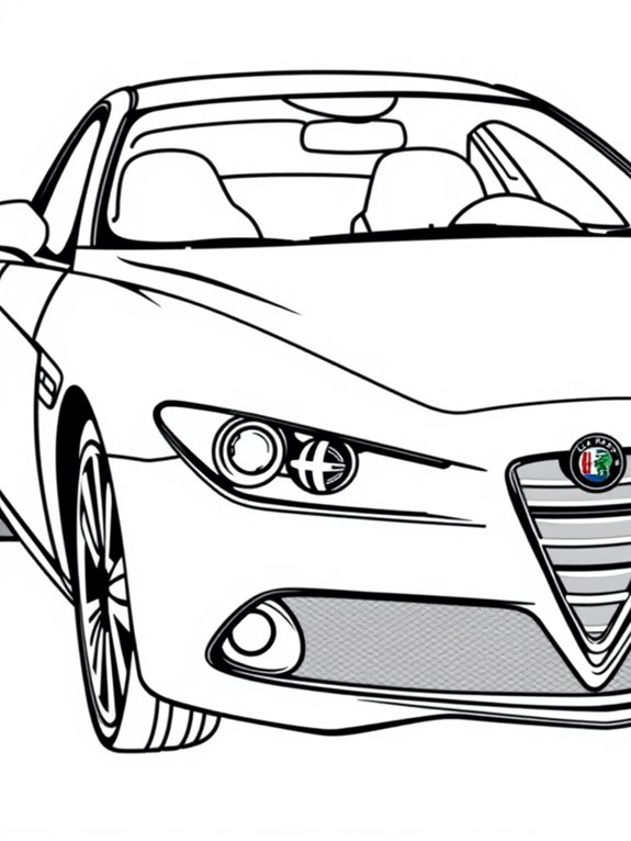 alfa romeo coloring page outline