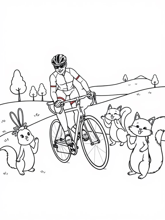 animals cheering cyclist fun