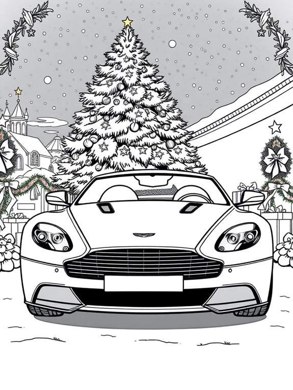 aston martin festive coloring page