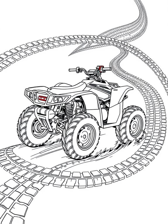 atv tire tracks coloring page