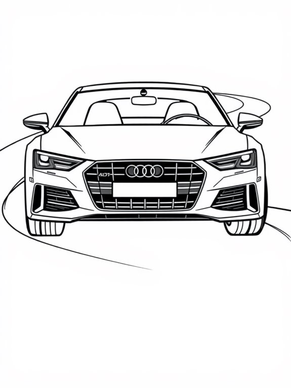 audi line art coloring