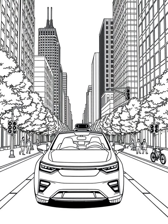 autonomous car cityscape adventure