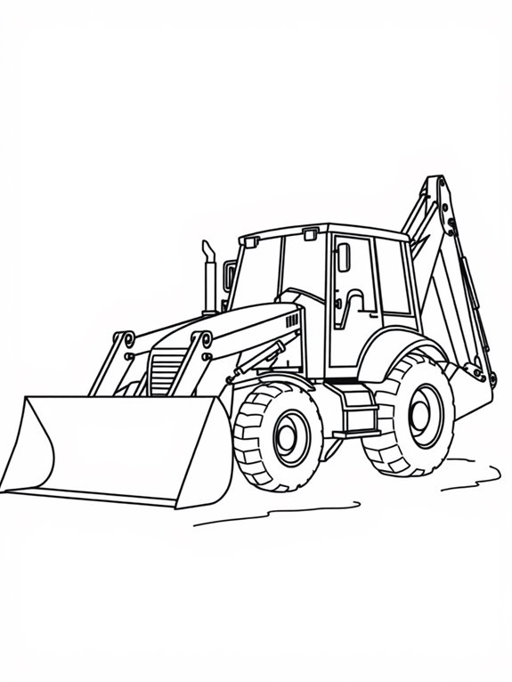 backhoe loader coloring page