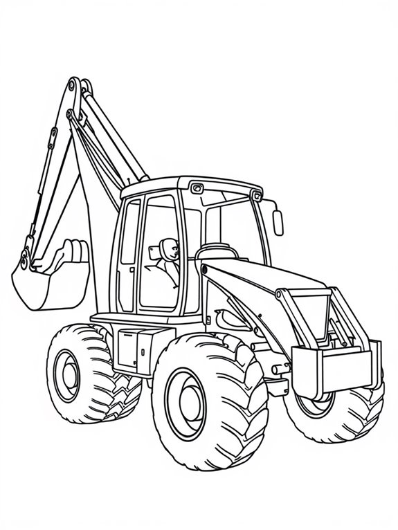 backhoe loader coloring page