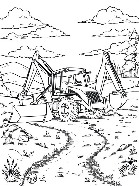 backhoe loader coloring page