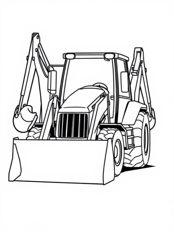 backhoe loader coloring page