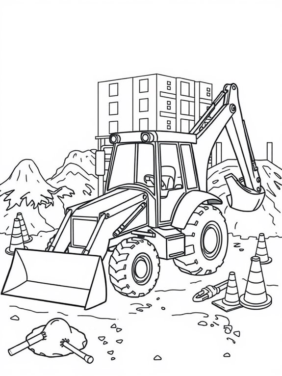 backhoe loader construction scene