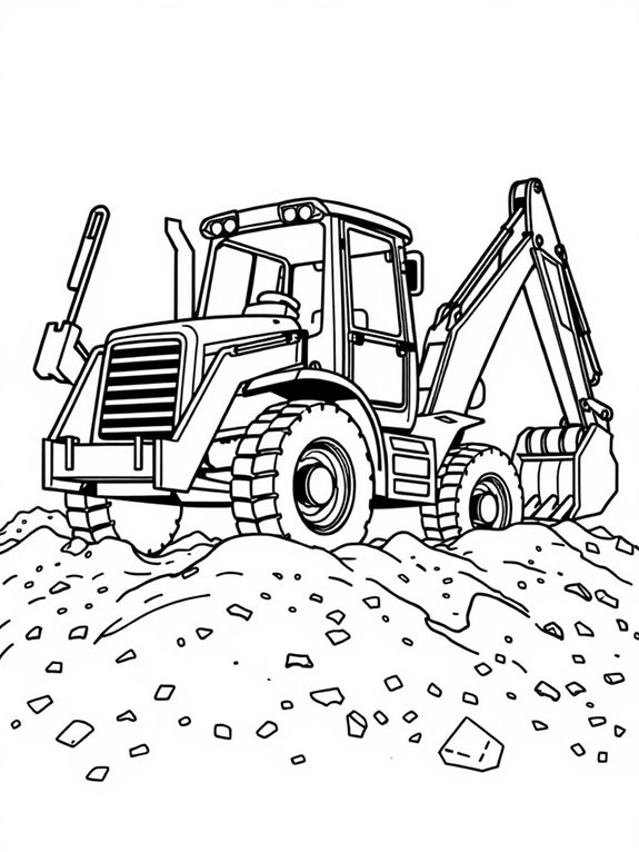 backhoe loader digging dirt