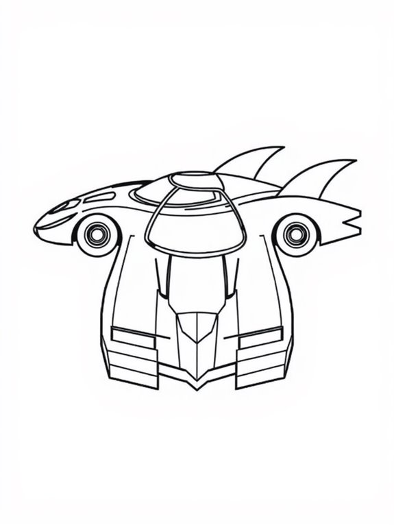 batmobile coloring page outline