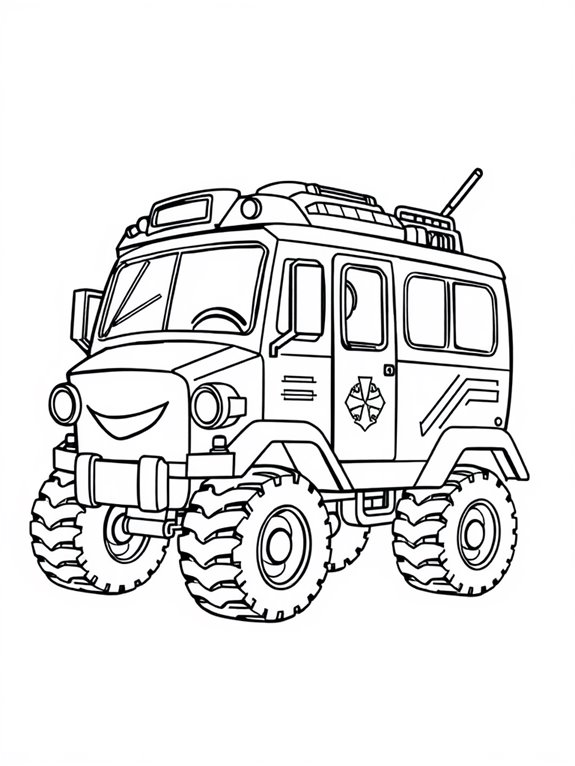 battle bus coloring page