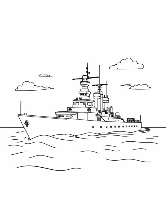 battleship line art illustration