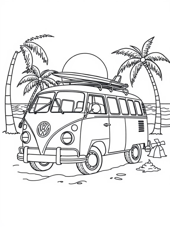 beach volkswagen bus art