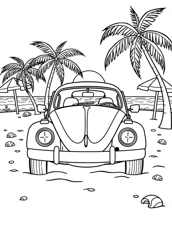 beetle car at beach