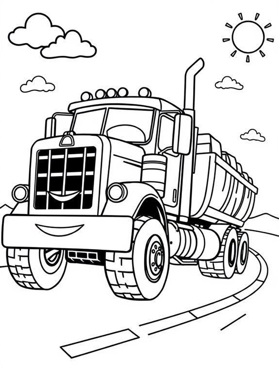 big rig coloring page