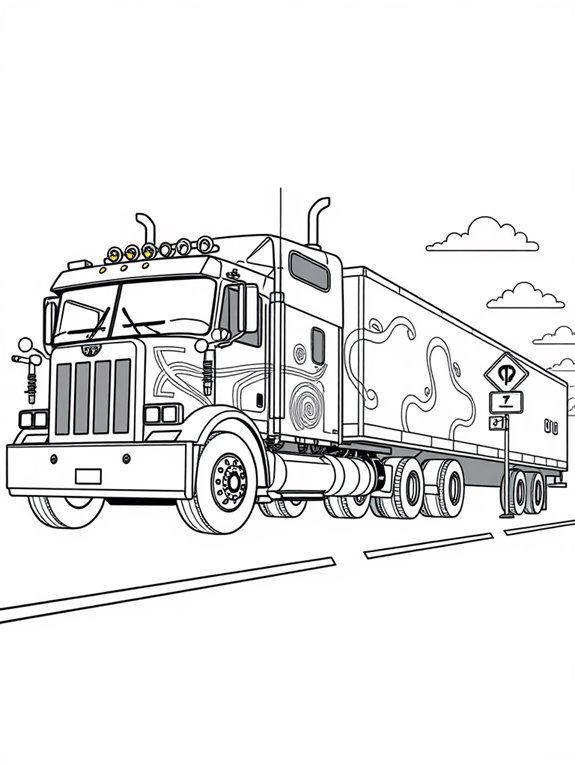 big rig coloring page