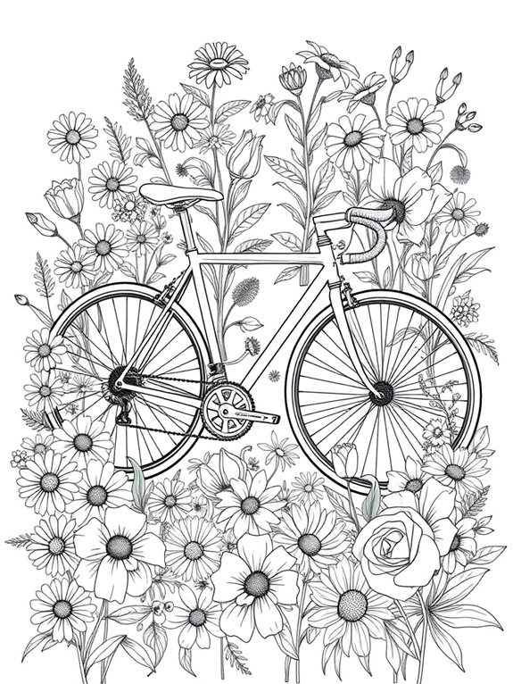 bike surrounded by flowers