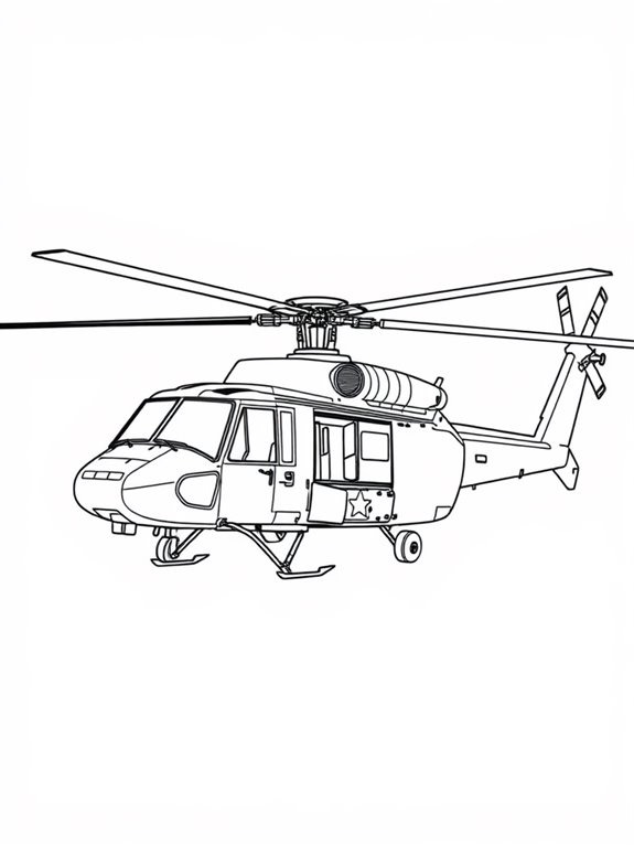 black hawk helicopter coloring page