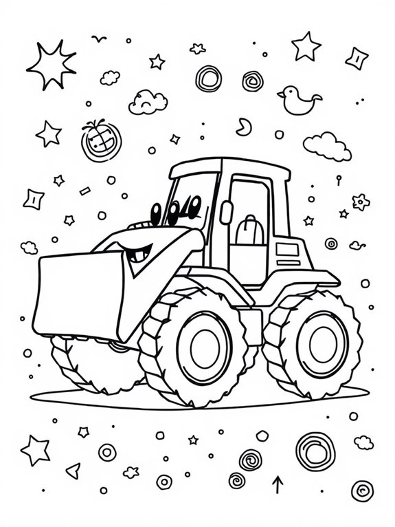 bulldozer doodles and patterns