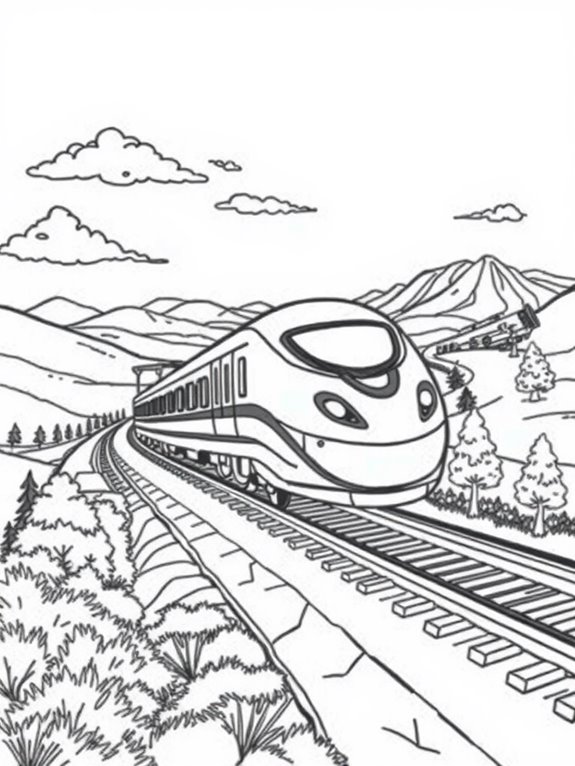 bullet train scenery coloring