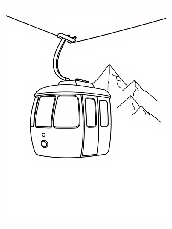 cable car coloring outline