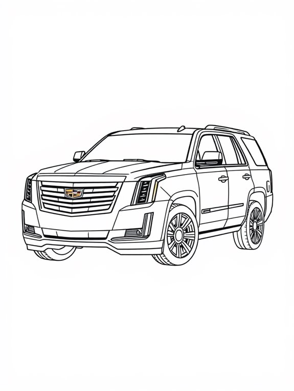 cadillac escalade outline coloring