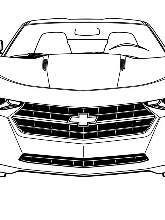 camaro front view coloring page