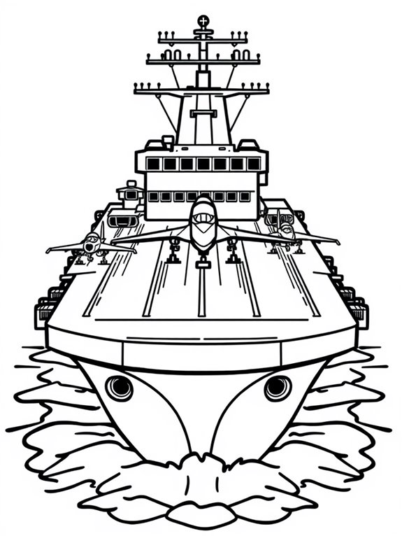 cartoon aircraft carrier illustration